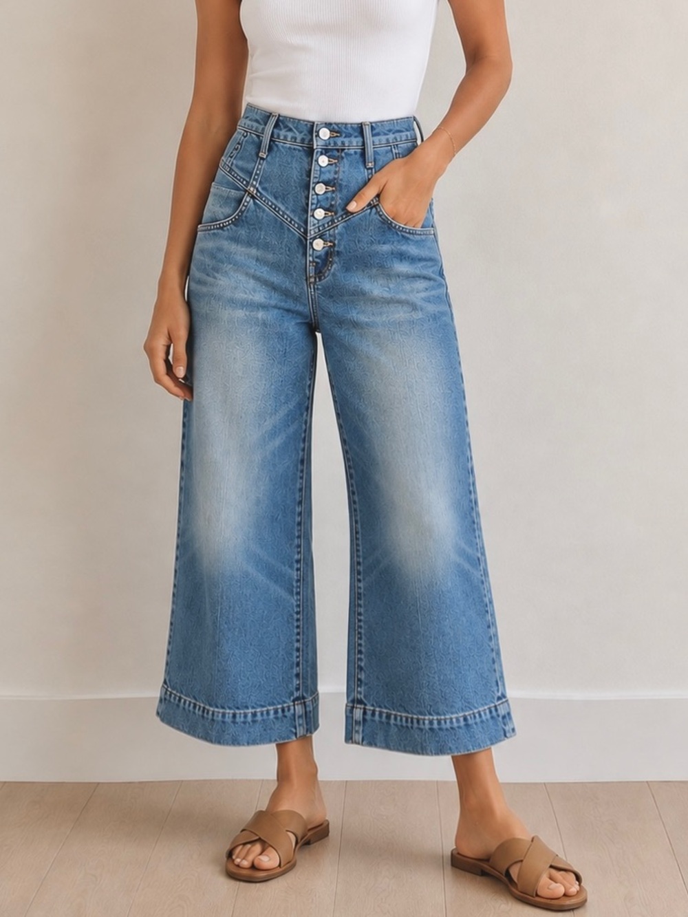 Mother SUPERIOR 25 The Swooner Roller Yoke Front Crop Wide Leg Post No Bills